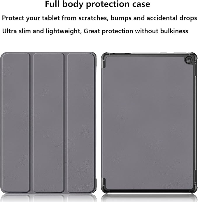 Case for All-New Amazon Kindle Fire HD 10 Tablet (Only Fit 13th Generation 2023 Release) 10.1 inch [Auto Wake/Sleep] Trifold Slim Lightweight Folio Stand Smart Hard Shockproof Cover Gray