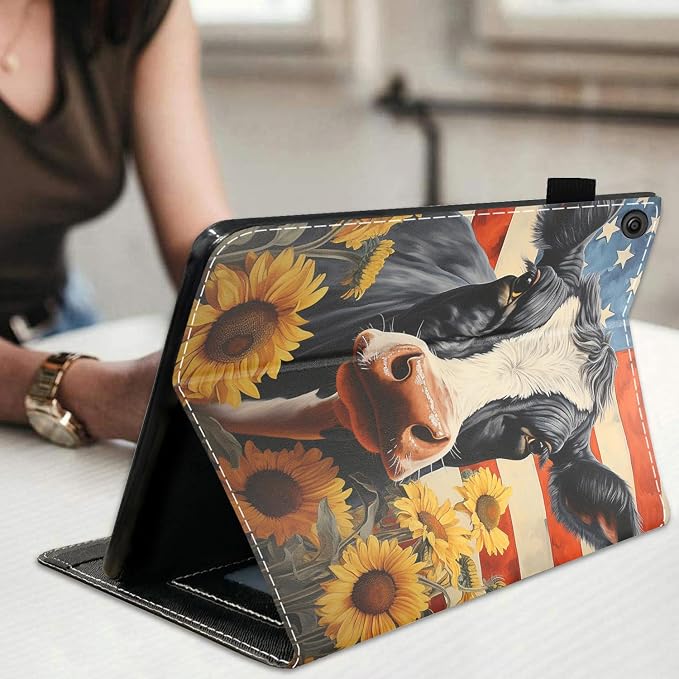 American Flag Cow and Sunflower
