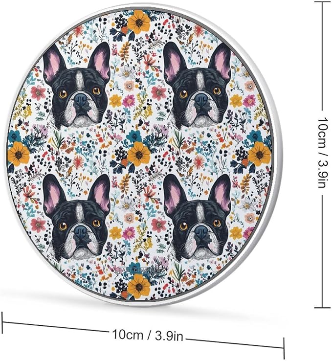 Cute Bulldog Dog Wireless Charger Anti-Slip Wireless Charging Pad Slim Charger Mat for Men Women