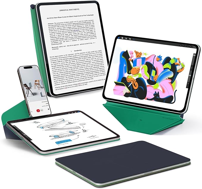 MOFT Dynamic Folio Case for iPad Pro 11 (4th 2022 | 3rd 2021 | 2nd 2020) Slim Magnetic Stand Case with 20+ Viewing Angles Auto Wake/SleepNavy Blue x Oz Green