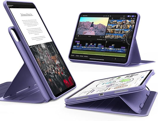 ESR for iPad Pro 13 Inch Case (M5/M4) 2025/2024 Rotating Case with Removable Magnetic Cover Adjustable Portrait/Landscape Stand 9 Standing Angles Shift Series Purple