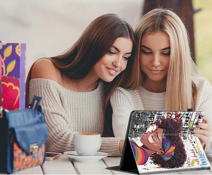 Case Fits Amazon Kindle Fire HD 8 &amp 8 Plus Tablet (12th Generation/10th Generation 2022/2020 Release) 8 Multi-Angle Smart Stand Cover Auto Sleep/WakeAfrican American Women Graffiti