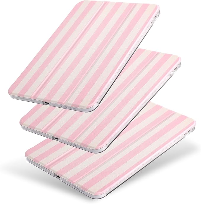 case for ipad 11th Generation11 Inch 2025 (A16 Chip) &amp 10th Gen 10.9 Inch 2022 - Slim Scratch-Resistant Hard PC Translucent Back Shell Smart Cover Wake/Sleep FunctionPink Stripes