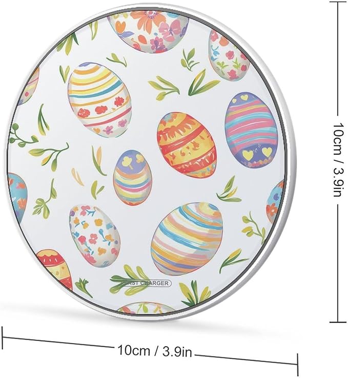 Colorful Stripes Floral Easter Eggs Phone Charger Magnetic Charging Pad Anti-Slip with USB Cable