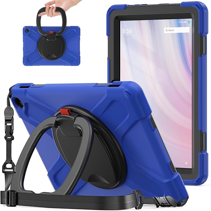 All-New Fire HD 10 &amp Fire HD 10 Kids Pro Tablet Case (13th Gen 2023 Release)Heavy Sturdy Shockproof Kids CaseRotating Stand/Carrying Strap (Blue+Black)