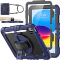 SEYMAC stock Case for iPad (A16) 11th/10th Generation 11''/10.9'' 2025/2022 Full-Body Drop Protection Case with Screen Protector &amp360° Rotate Hand Strap/Stand Navy Blue