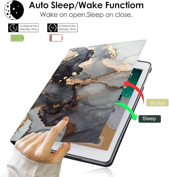 Compatible with iPad Air 13 inch Case (M3 2025 /M2 2024)/12.9 inch Case (6th/5th/4th/3rd 2022/2021/2020/2018) with Pencil HolderAuto Wake/Sleep Protect CoverModern Marble