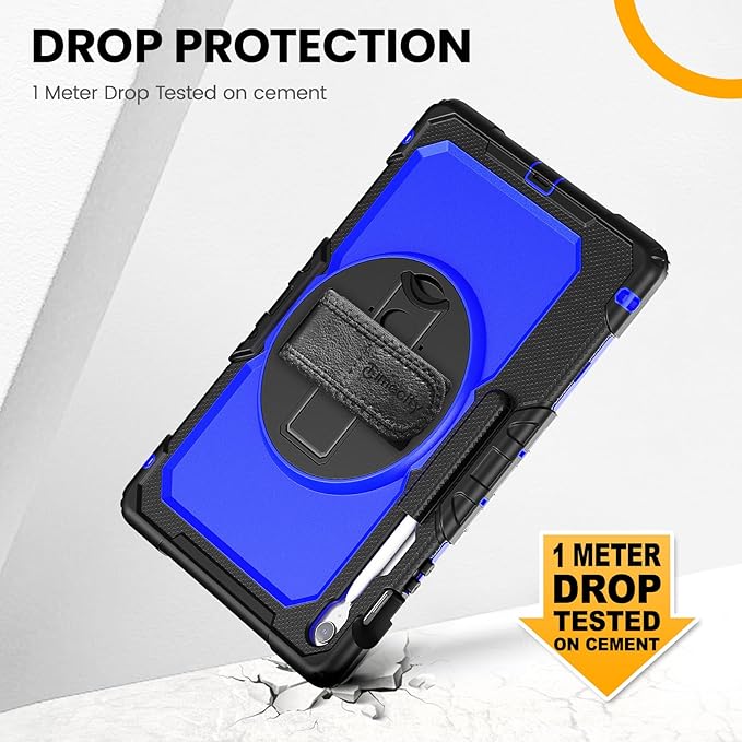 Timecity Case for Samsung Galaxy Tab S10 FE+/ S10 FE Plus 5G 2025 Protective 13.1 inch Tablet Shockproof Heavy Duty Cover with S Pen Holder Kickstand Screen Protector Hand &amp Shoulder Strap Bl