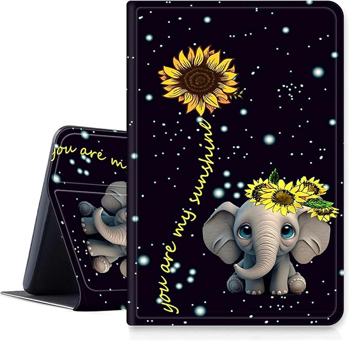 DIGTIALLL Case for iPad Air 5th/4th Generation (2022/2020 Release) 10.9/iPad Pro 11 2022/2021/2020 Release PU Leather Smart Premium Stand Protective Cover with Auto Sleep/WakeElephant Sunflower