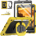 Grifobes for iPad 9th/8th/7th Generation Case for iPad 10.2 Inch 2021/2020/2019 Case Cover with Screen Protector 360°Rotate Stand Hand &amp Shoulder Strap Pencil Holder for Kids Yellow Black