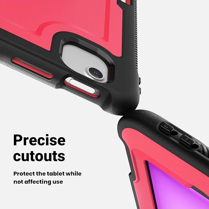 Batianda Case for iPad Air 13-inch 2025 M3 2024 M2 Chip Multilayered Rugged Durable Shockproof Tablet Cover with 360° Rotating Hand Strap Foldable Hidden Stand Pink