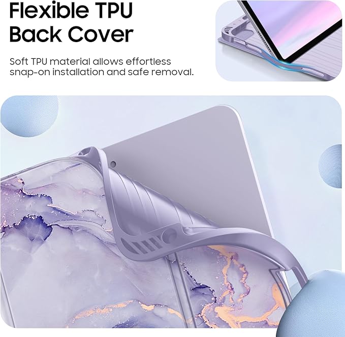 Fintie Keyboard Case for iPad Air 11-inch M4/M3/M2 (2026/2025/2024) iPad Air 5th/4th Generation (2022/2020) 10.9 Inch - Soft TPU Cover w/Magnetically Detachable Bluetooth Keyboard Lilac Marble