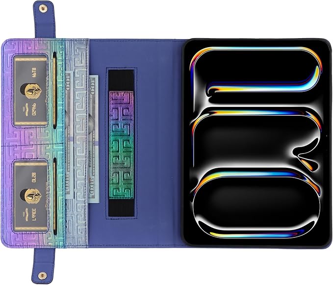 Shiny Case for Samsung Galaxy Tab S10 Ultra/S9 Ultra/S8 Ultra 14.6 Handbag with Pen Holder Techcircle Iridescent PU Folio Envelope Pocket Stand Cover with Hand Strap+Shoulder Strap Shiny Indigo