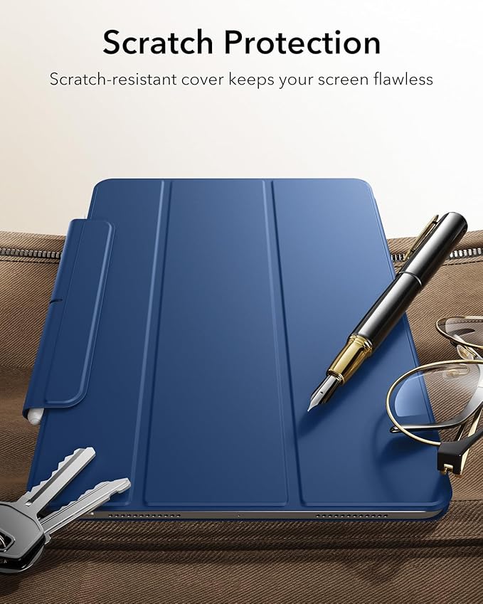 ESR for iPad Air 13 Inch Case M4/M3/M2 (2026/2025/2024) iPad Pro 12.9 Case Powerful Magnetic Attachment Slim Trifold Stand Case Supports Pencil Pro &amp Pencil (USB-C) Rebound Series Dark Blue