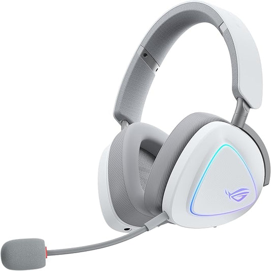 ASUS ROG Delta II Wireless Gaming Headset with Detachable Mic – Tri-Mode (BT 2.4GHz 3.5mm) 50mm Titanium-Plated Drivers 110Hr Battery Lightweight for PC PS5 PS4 Xbox Switch Mobile - White