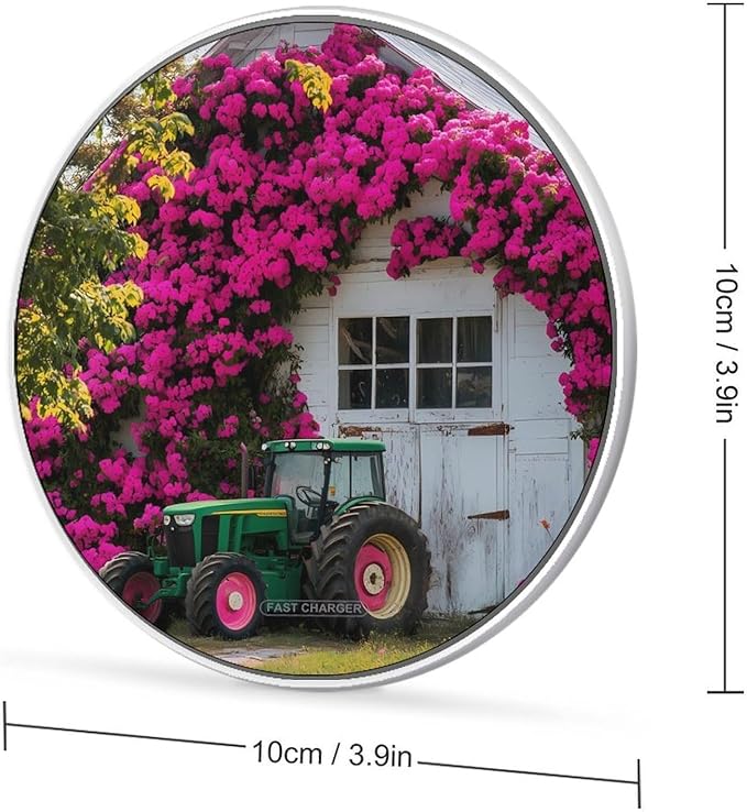 Farmhouse Tractor with Flowers Wireless Charger Anti-Slip Wireless Charging Pad Slim Charger Mat for Men Women