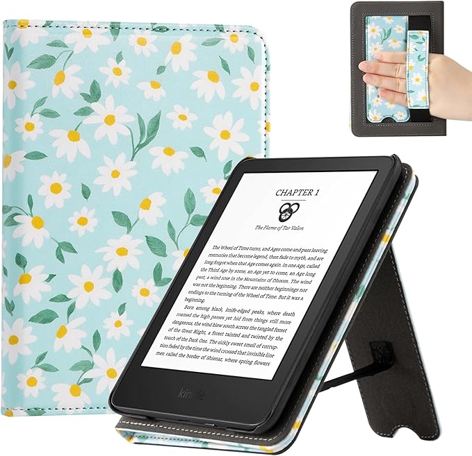 CoBak Case for 6 E-Reader - PU Leather Smart Cover with Auto Sleep/Wake &amp Hand Strap not Compatible with Kobo ClaraBlue Daisy