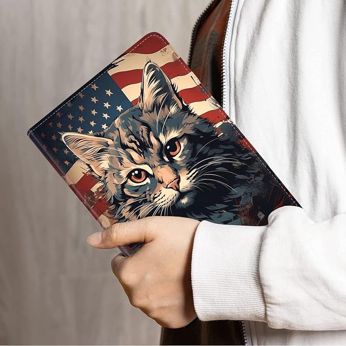 Watercolor American Flag Cat Face