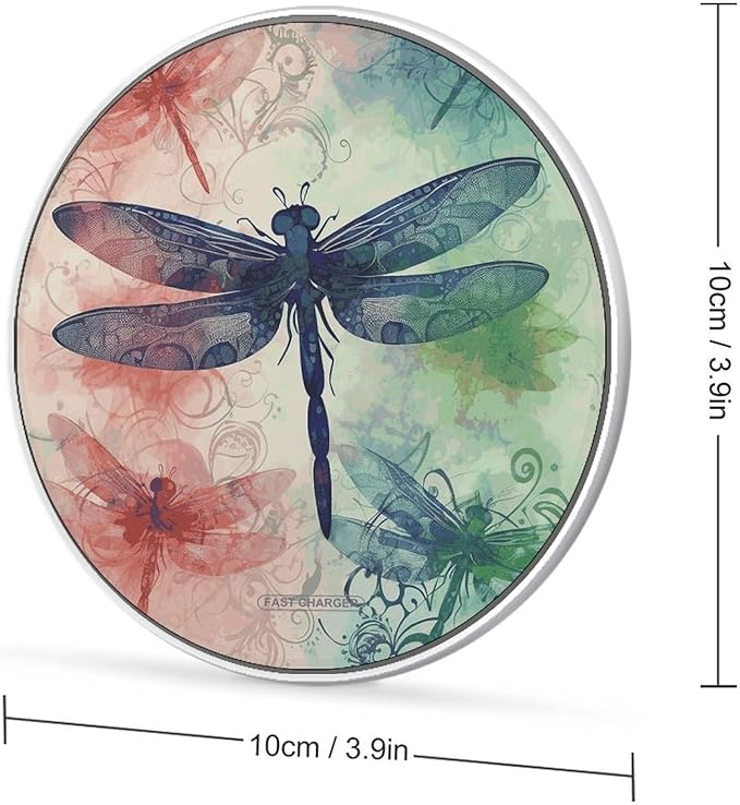 Modern Dragonfly Wireless Charger Fast Wireless Charging Pad with USB Cable 10W Anti-Slip Magnetic Wireless Charger Portable Slim Charger Puck Travel Charging Station