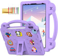 Dteck for iPad 10th Generation Case 10.9 Inch 2022 EVA Cute Bear Kids Case Shockproof Rugged Protective Kickstand Boy Girl Cover with Pencil Holder for iPad 10th Gen 10.9 Inch 2022 Purple