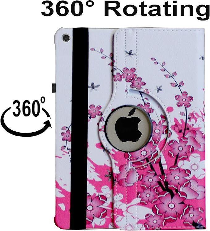 Case for iPad A16 11-inch (11th Gen 2025) for 2022 iPad 10th Generation 10.9 inch Rotating Stand Smart Magnetic Cover for Model A3354 A3355 A3356 A2696 A2757 A2777 (Pink White Flower)