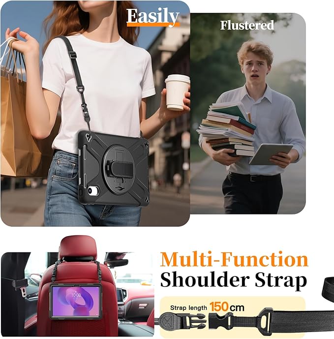 ZenRich Rugged Case for Lenovo Idea Tab 11 2025 / K11 Gen 2 / Xiaoxin Pad 11 / M11 11-inch Heavy Duty Shockproof Case with 360° Rotating Kickstand Built-in Screen ProtectorHand Strap &amp Shoulder