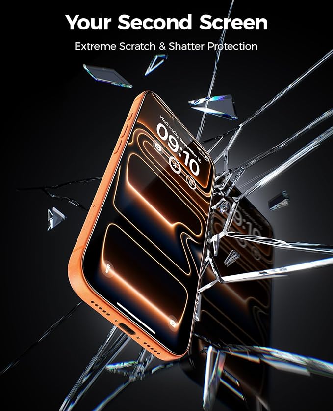 BENKS GlassWarrior AR Screen Protector for iPhone 17 Pro 6.3 inch 3D Curved Full Coverage Tempered Glass Superior Scratch Resistance Anti-Reflective Tempered Glass Screen Protector