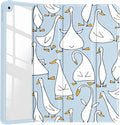 Funny Goose Case for 12.9 iPad Pro 6th/5th/4th/3rd Gen (2022/2021/2020/2018) Clear Acrylic Hard Back Hybrid Casewith Pencil Holder Trifold Stand Tablet Cover for Women