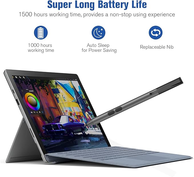 ANYQOO Pen for HP Envy x360 Pavilion x360 Spectre x360 &amp OmniBook MPP Stylus Pencil with Palm Rejection 1024 Pressure 2500H Battery Digital Ink Pen for HP Touchscreen Laptop