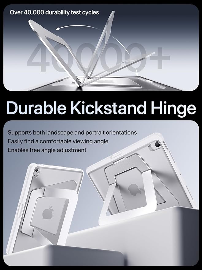 Case for iPad Air 11 inch M4/M3/M2(2026/2025/2024) iPad Air 4/5th Generation Dual Multi-Angle Adjustable Kickstand Full Protective Case with Built-in Pencil Holder (White iPad Air 11 inch)
