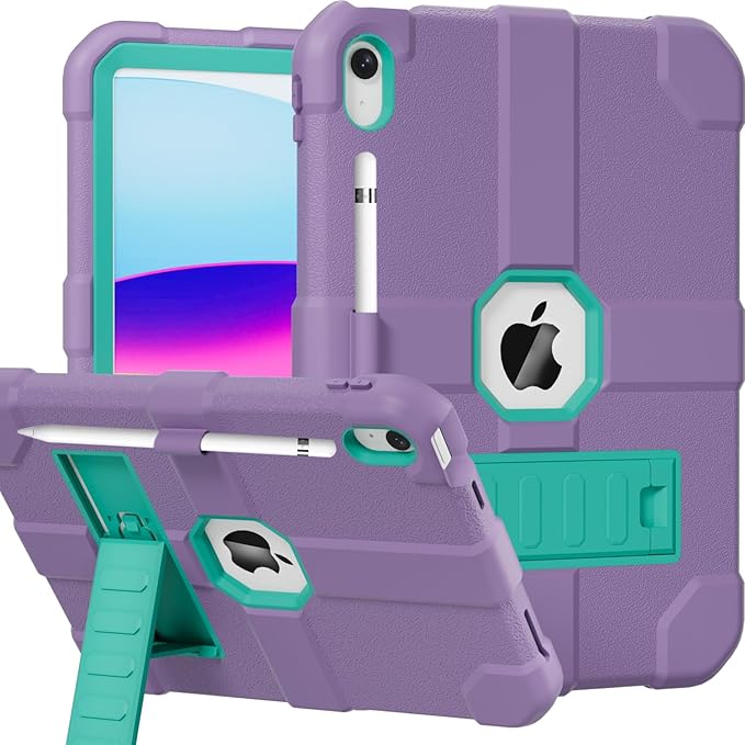 Case for iPad (A16) 11th Generation 11 Inch 2025 / iPad 10th Generation 10.9 Inch 2022 Rugged Heavy Duty Protective Cover [Built-in Pencil Holder ] for iPad 11/10 Gen (Purple)