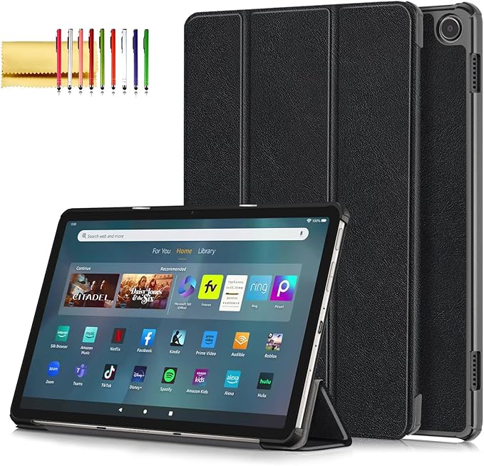 Case for Amazon Fire Max 11 Tablet (13th Generation 2023) Techcircle Slim Lightweight Trifold Stand Magnetic Hard Shell Flip Cover PU Leather Protective Folio Book Cover Black