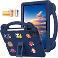 Dteck iPad Air 13/Pro 13 2024 M4/Pro 12.9 6th/5th/4th/3rd Gen Case - Cartoon Panda Shockproof Rugged Lightweight Convertible Stand With Handles Kids Friendly Navy Blue