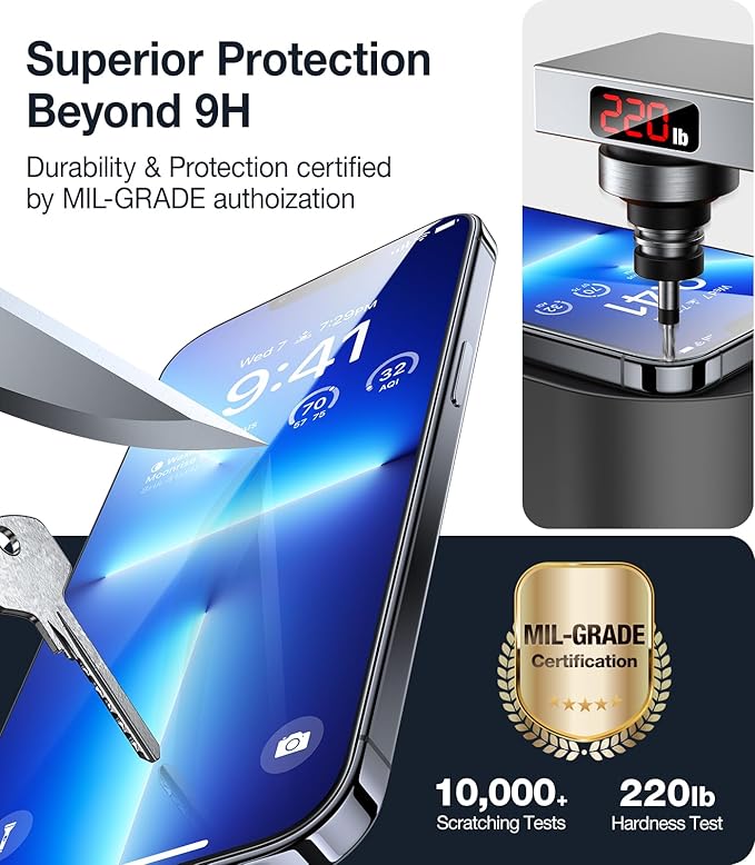 UltraGlass UNBREAK TOP 9H+ Glass for iPhone 13/13 Pro Screen Protector [12FT Military Grade Shatterproof] Screen Protector 13/13 Pro Tempered Glass [Longest Durable &amp Full Edge Coverage] 2 Pack