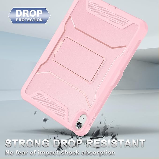 Soke Case for iPad 10th Generation 10.9-inch 2022 with Built-in Screen Protector and Kickstand Rugged Full Body Protective Cover for New Apple iPad 10.9 Inch - Light Pink