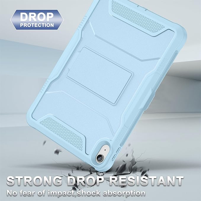 Soke Case for iPad (A16) 11th Generation 11-inch 2025 iPad 10th Generation 10.9-inch 2022 with Built-in Screen Protector and Kickstand Rugged Full Body Protective Cover - Sky Blue