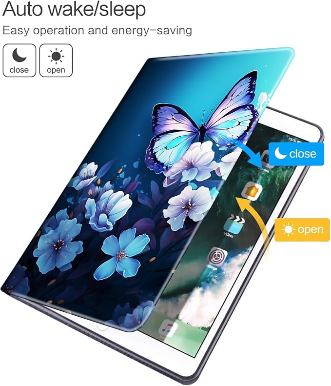 Blue Butterfly With Flowers