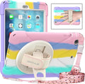 BATYUE Shockproof Case for iPad mini 1/2/3 (2012/2013/2014) - 360° Multi-Angle Stand (Portrait &amp Landscape) &amp Grip Multi-Scene for All Ages Colourful Pink