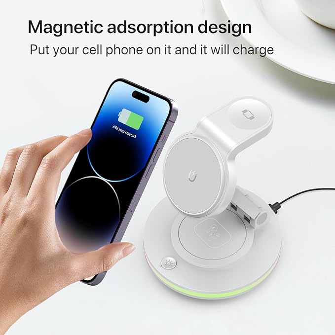 Foldable 3 in 1 Charging Station for iPhone Wireless Charger Stand with Magnetic Charging Station for iPhone 16 15 14 13 12 11 X Pro Max Watch AirPods Pro 3 2（W）