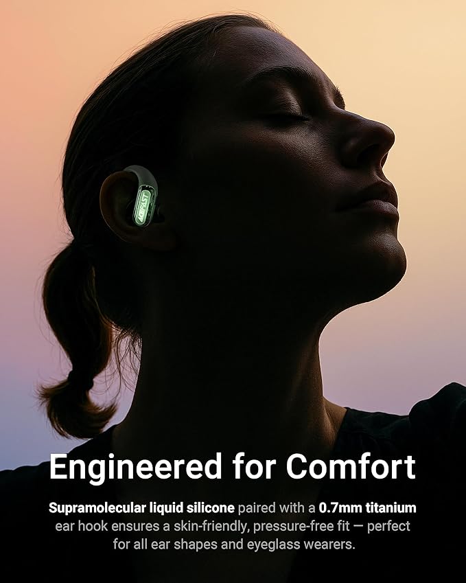 ACEFAST AceFit Pro Open-Ear Headphones Night Safety Mode for Sports Powerful Bass 7.6g Ultra-Comfort Bluetooth 5.4 30H Playtime with Digital Display IP54 Sports Earbuds for Running &amp Workout