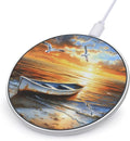 Sea and Boats Sunset Wireless Charger Anti-Slip Wireless Charging Pad Slim Charger Mat for Men Women
