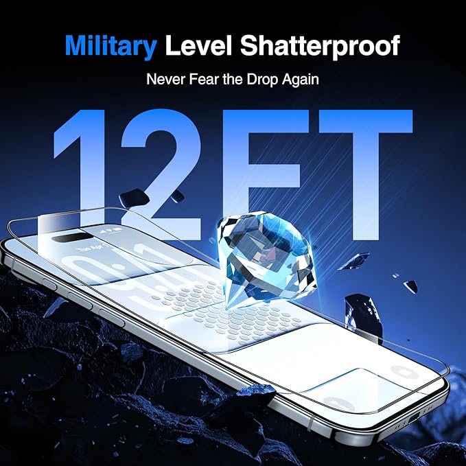 2 Pack 28° Privacy Screen Protector for iPhone 17/16 Pro [6.3 Inch] Anti Spy Private 9H+ Tempered Glass Shatterproof Anti-Scratch Protective Film with Auto-Alignment Installation Frame