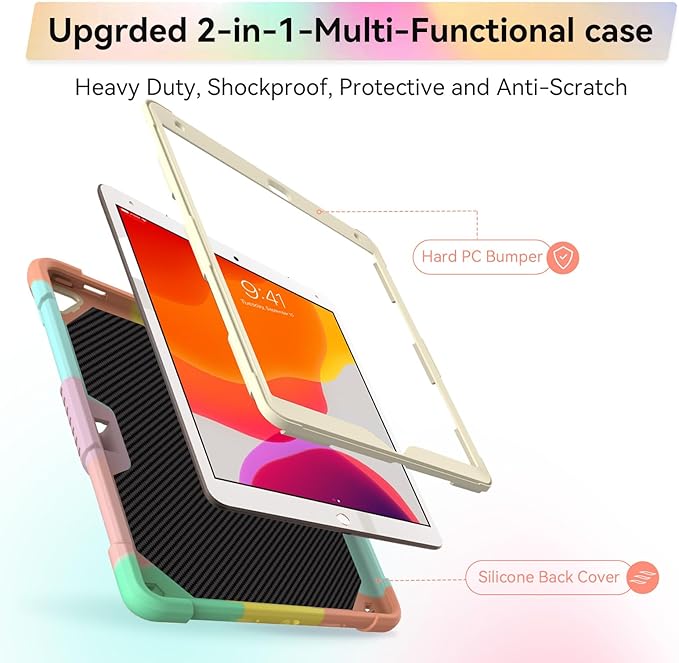 for iPad 9th Generation Case 10.2 inch for Kids Girls with Butterfly Kickstand Shoulder Strap Pencil Holder Rugged Cover for iPad 9th 8th 7th Gen 2021 2020 2019 Rose Gold