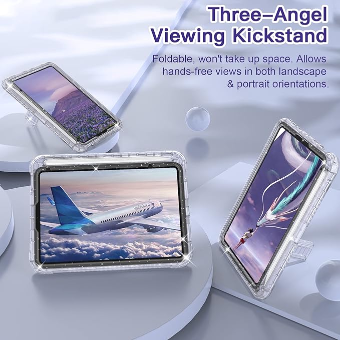 Case for iPad mini A17 Pro for iPad mini 7th/6th Generation Case 8.3 inch 2024/2021 with Pencil Holder/Stand Slim Cover for i Pad Mini 7/6 (Clear Glitter)