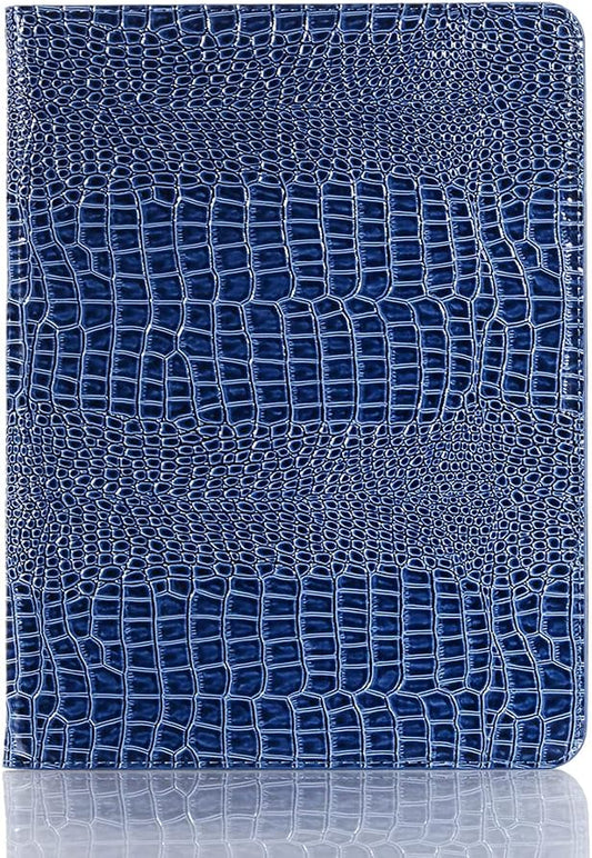 iPad Pro 13'' (M5 2025) (M4 2024) Case for Women DMaos Synthetic Crocodile Leather Stand Folio Smart Cover with Pen Holder Auto Sleep/Wake - Blue