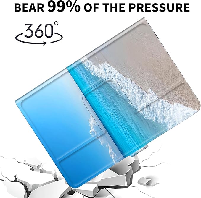 for Universal 10 10.1 Inch Android Tablet Case 360 Degree Rotating Leather Stand Folio Cover for iPad 9.7/10.2/10.5/Galaxy Tab 9-10.5/Fire HD10 &amp More 9.0-10.5 Inch TabletBlue Sea Beach