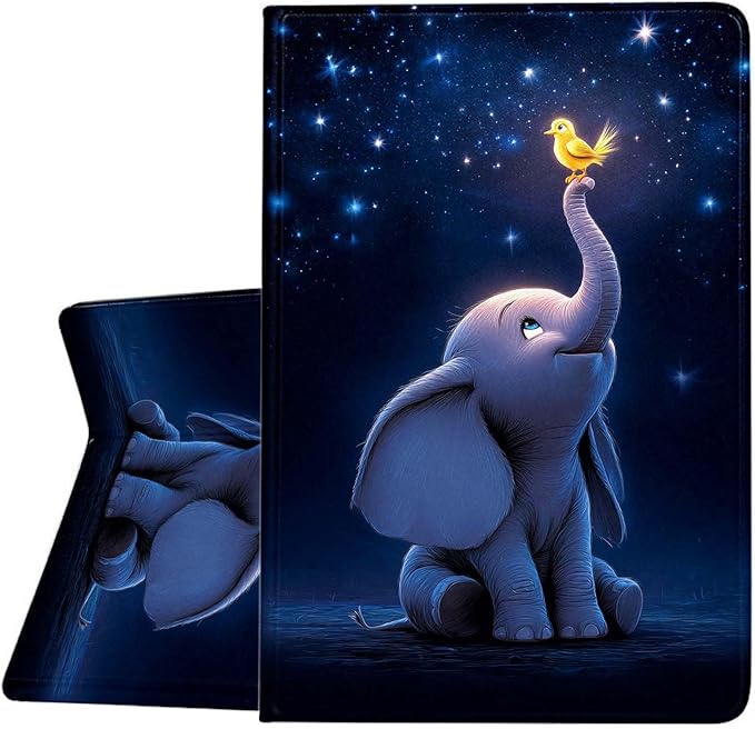 Case for Samsung Galaxy Tab A11+ / Tab A9+ 11 Inch 2025/2023Slim Protective LeatherAuto Wake/SleepAdjustable Viewing Angle Stand.Starry Sky Elephant Bird