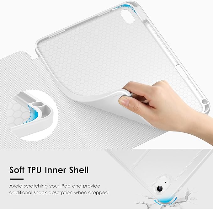 VIKESI Case for iPad (A16) 11-inch 2025 and iPad 10th/11th Generation 10.9 Inch 2022Multiple Angles Magnetic Stand CoverShockproof BackPencil Holderand Auto Sleep/WakeWhite