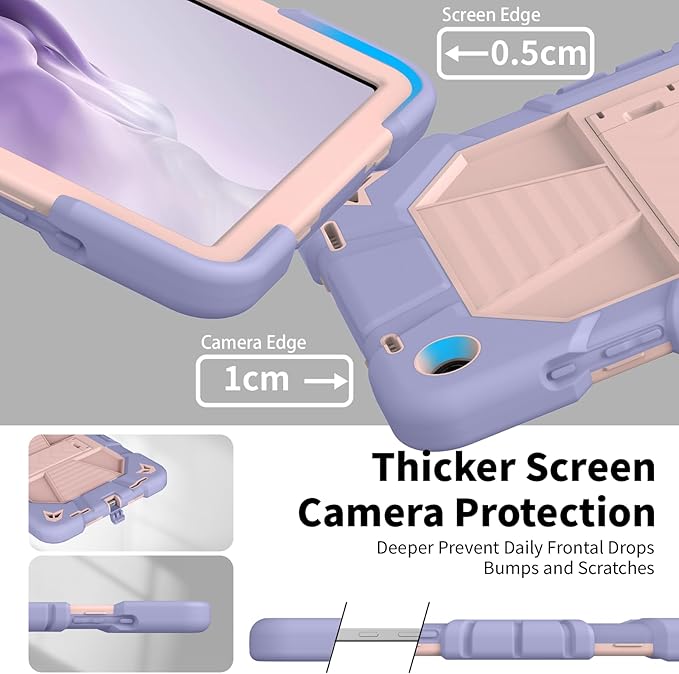 JKSML Case for Samsung Galaxy Tab A9+ / A9 Plus 11 inch 2023 Military Grade Drop Protection Cover with Built-in Kickstand &amp Shoulder Strap for Tab A9+ Tablet (SM-X210/X216/X218) Lavender + Rose