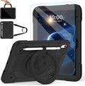 for iPad (A16) 11th Generation 11 Inch 2025/iPad 10th Generation 10.9 Inch 2022 Case with Screen Protector 360°Rotating StandPencil Holder Shoulder Strap Cover A16 iPad Case KidsBlack